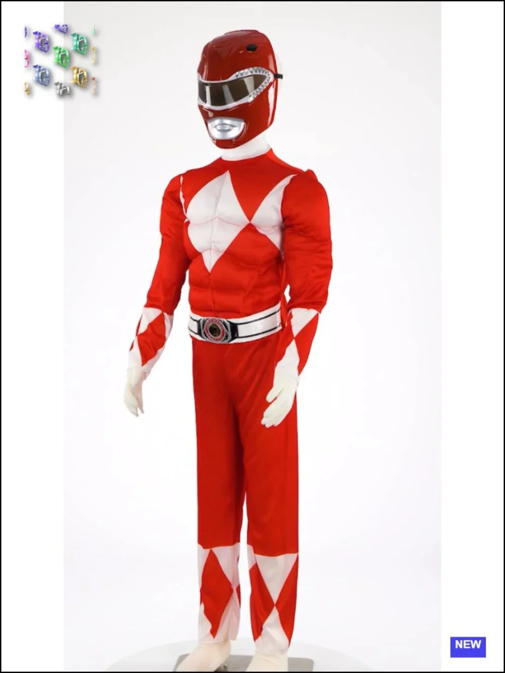 Officially Licensed Red Ranger Muscle Costume with Mask Kids Halloween Cosplay